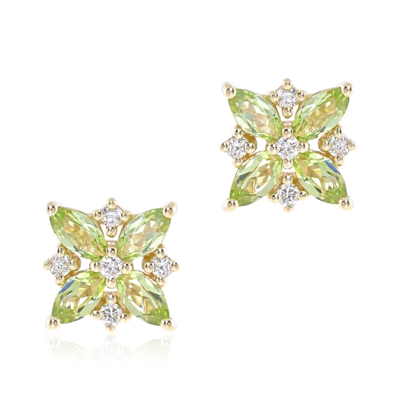 Celeste Earrings in Peridot & Diamonds