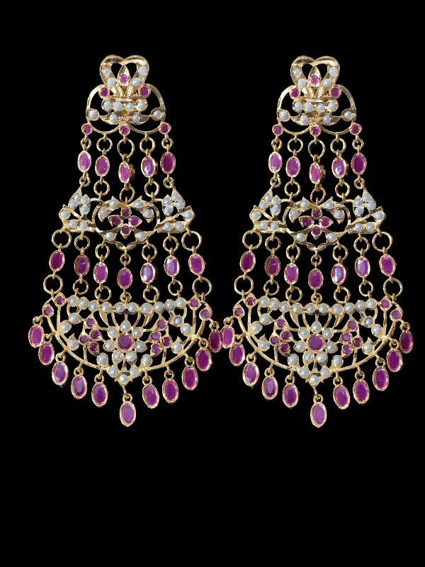 DER162 Naveen  jhoomar earrings ( Ruby ) ( SHIPS IN 4 WEEKS )