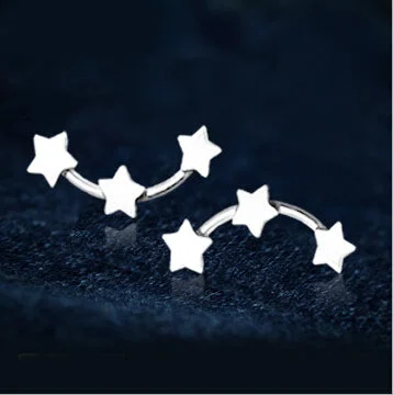 Silver Plated Little Stars Stud Earrings