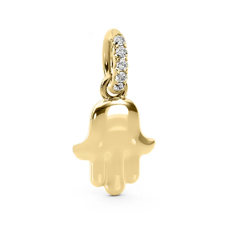 Diamond 14K Bubble Hamsa Pendant