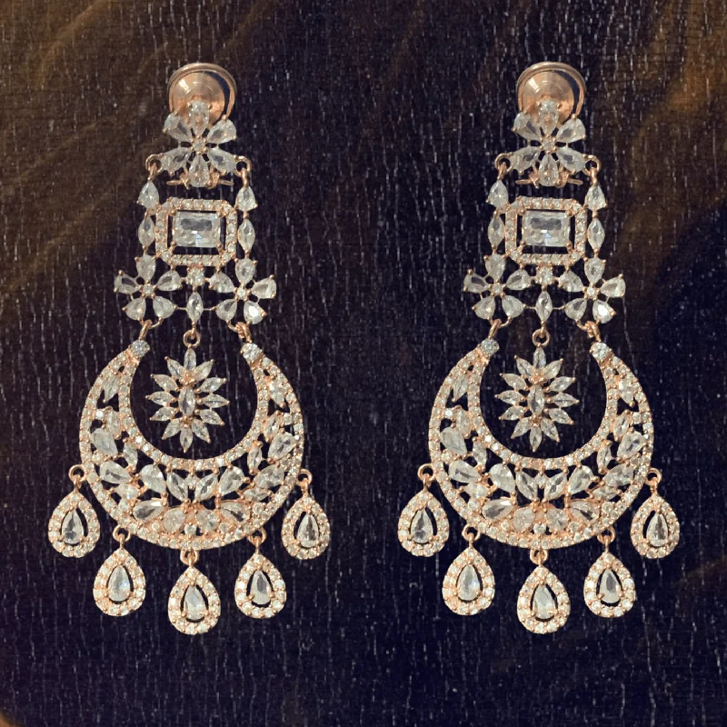 DER541 Mina cz earrings - rose  gold plated  ( READY TO SHIP )