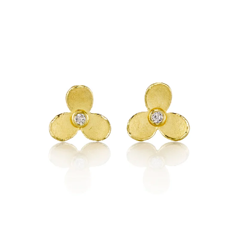 Trillium & Diamond Stud Earrings