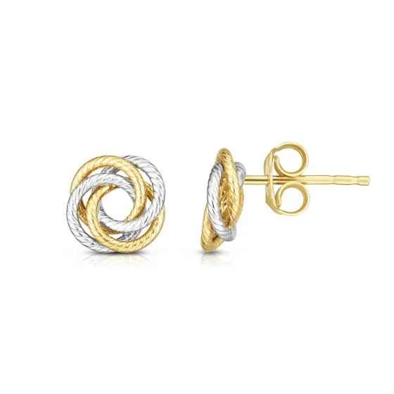 Yellow-White Gold Love Knot Earrings