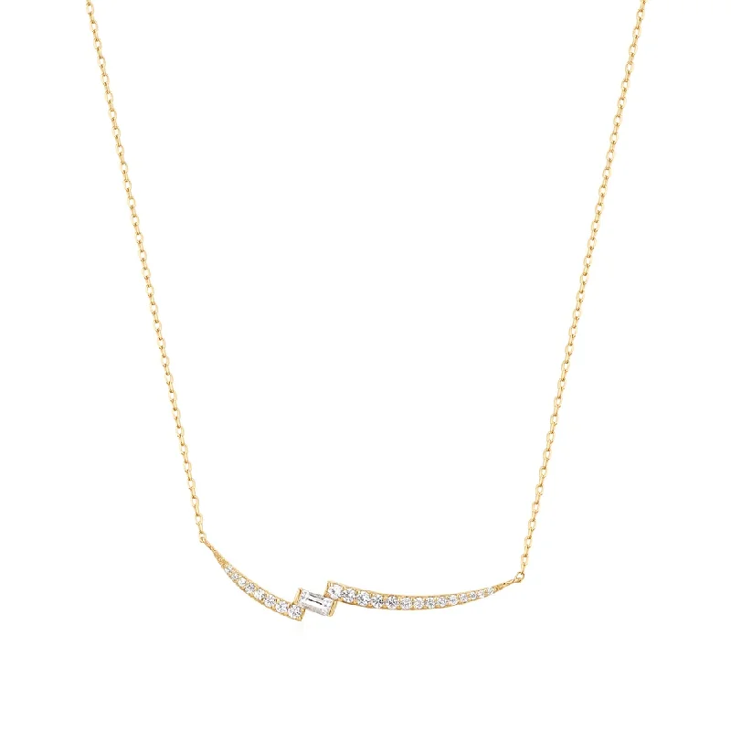 White Sapphire Curved Necklace