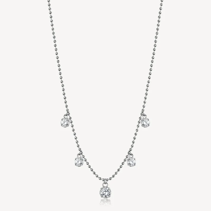 Cubic Zirconia Drops Necklace in Stainless Steel