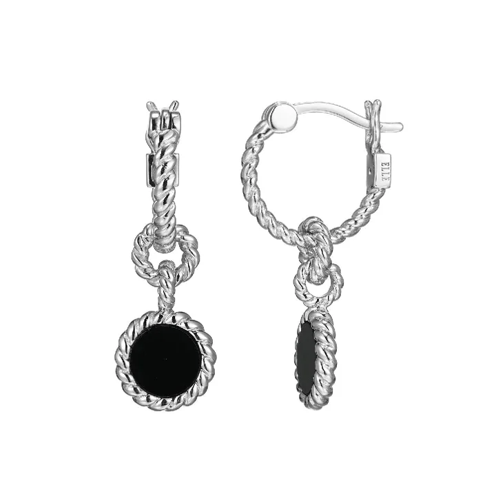 Elle Silver Black Agate Drop Earrings