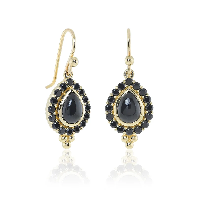 Black Jade & Black Spinel Drop Earrings