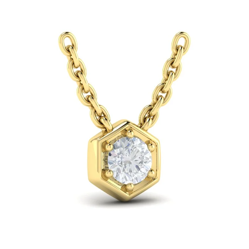 Diamond Solitaire Necklace in 14K Yellow Gold