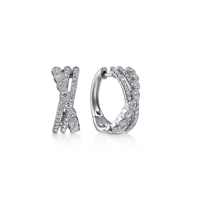 Gabriel & Co. White Diamond Huggie Earrings