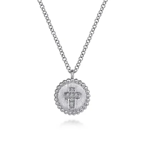 Diamond Cross Pendant Necklace in Sterling Silver