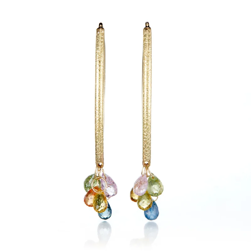 Multi-Color Sapphire Navette Earrings