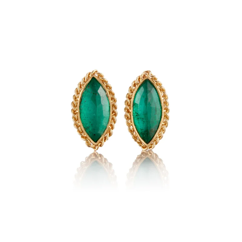 Emerald Marquis Stud Earrings