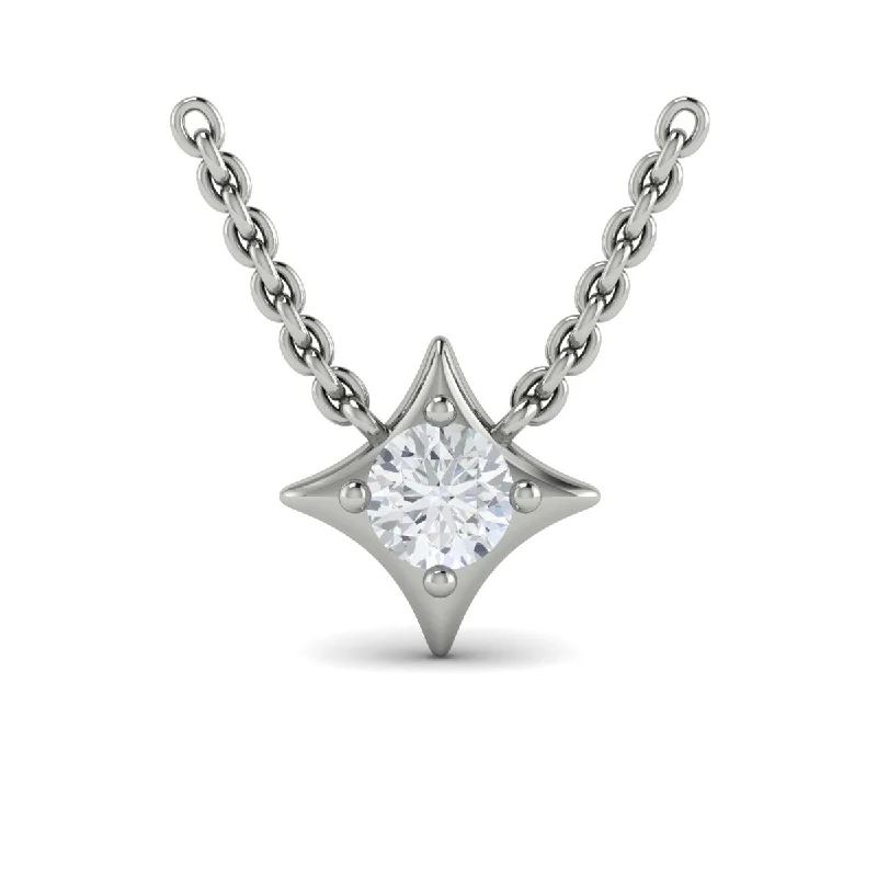 Diamond Petite Starburst Necklace in 14K White Gold