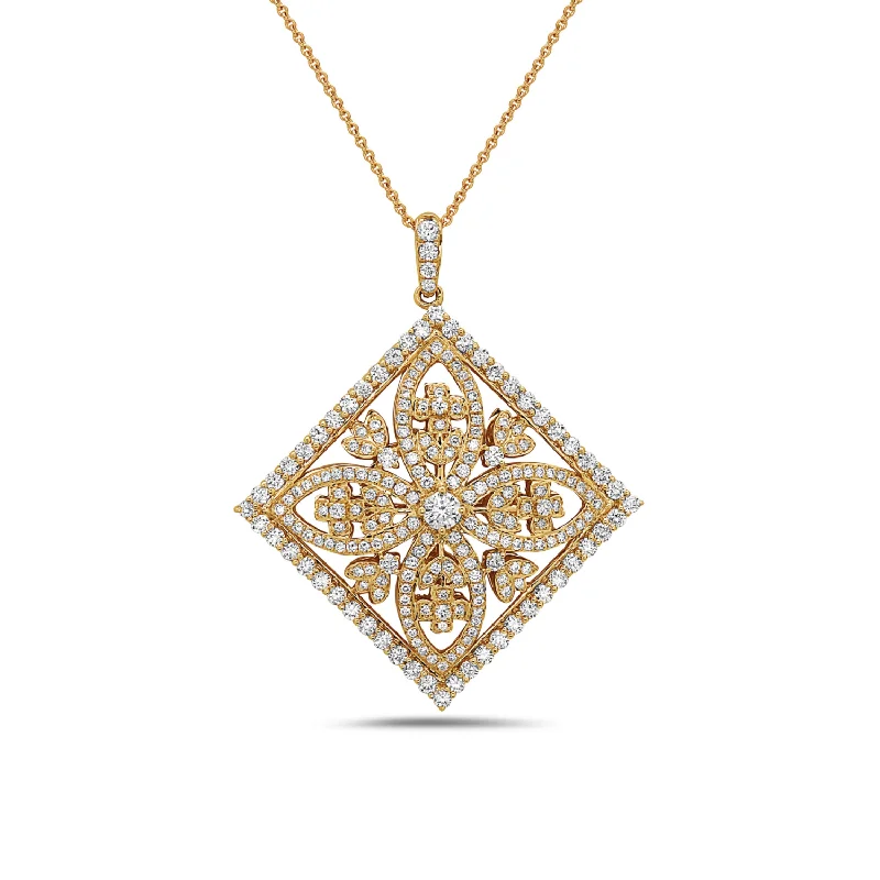 Diamond Pave Square Amulet Pendant