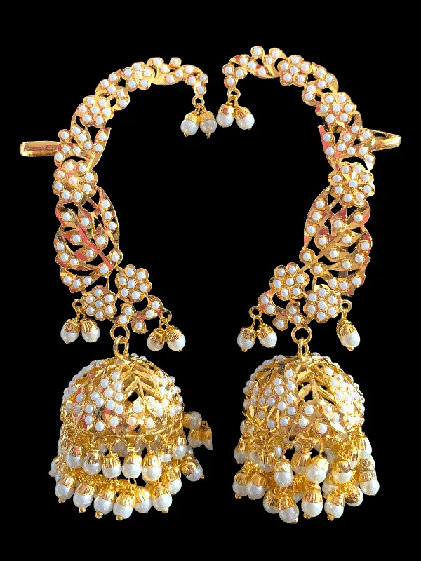 DER315 jadau kaanphool earrings in pearls ( READY TO SHIP )