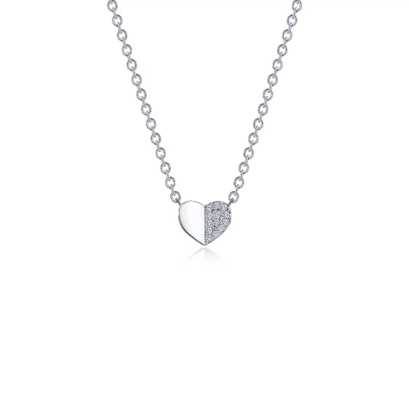 Simulated Diamond Heart Necklace in Sterling Silver