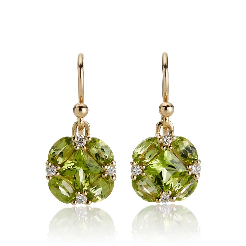 Quadrille Drop Earrings in Peridot & Diamonds