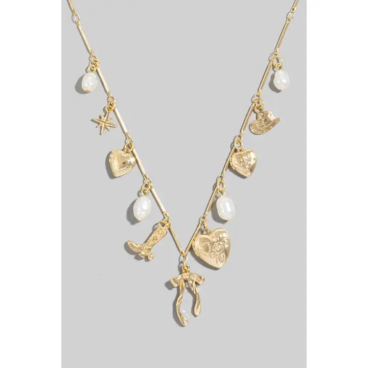 Heart Pearl Charm Necklace