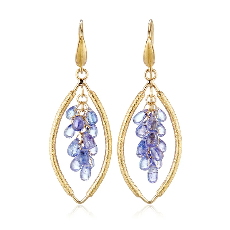 Tanzanite Open-Shape Cluster Earrings