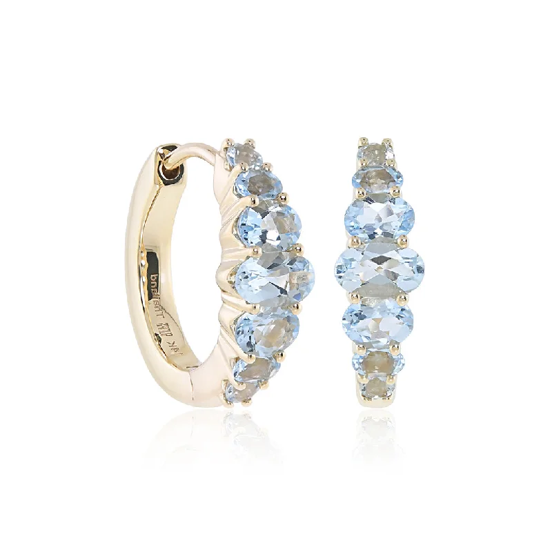 Aquamarine Graduated Hoop Earrings