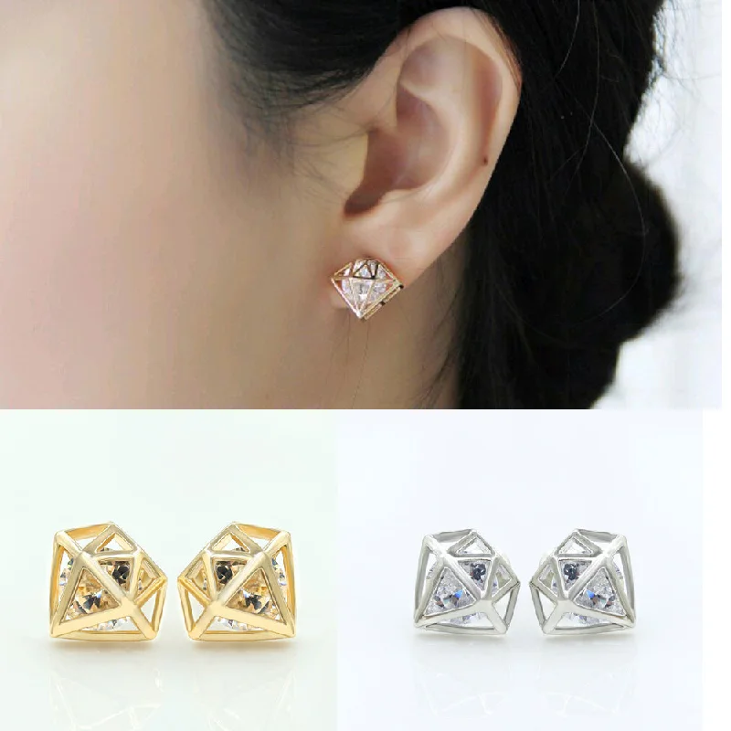 Dimond shape Crystal Rhinestone Stud Earrings