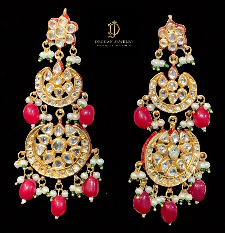 DER424 Irina Kundan statement earrings (rubies )  (READY TO SHIP )