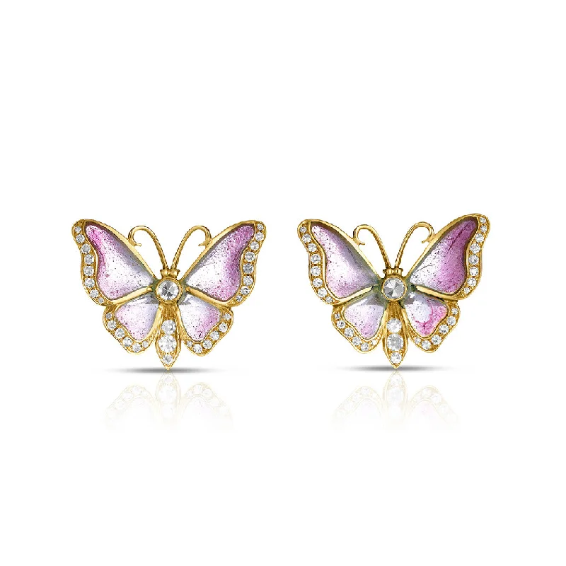 Plique-à-Jour Diamond Butterfly Earrings