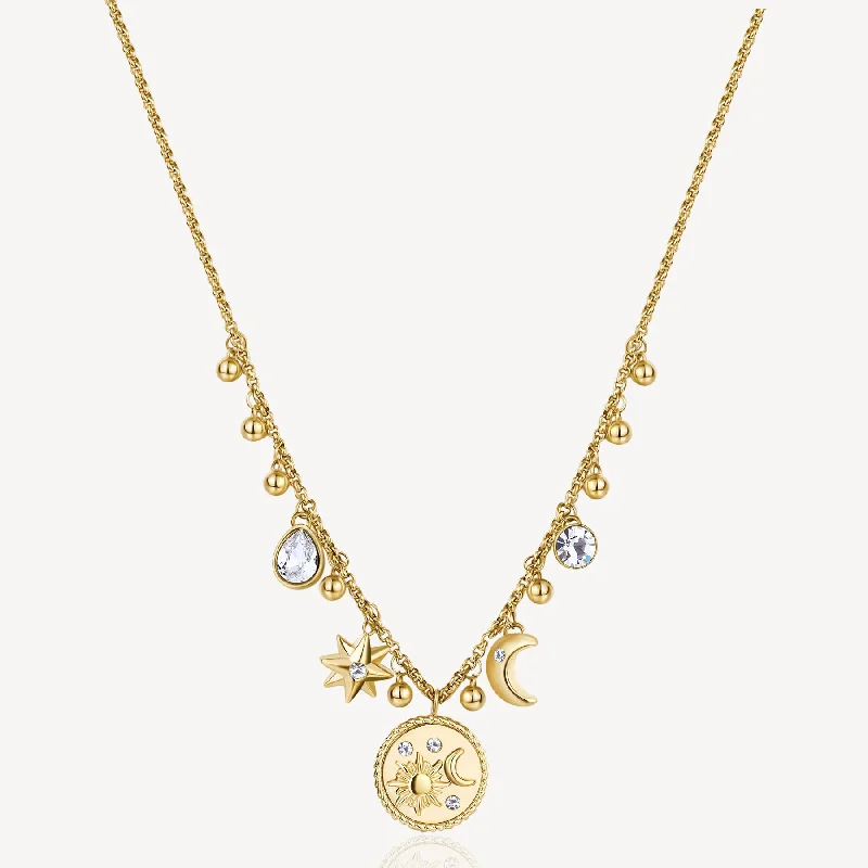 Celestial Chakra Necklace in Gold Plated Stainless Steel