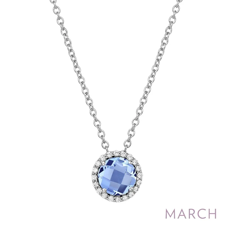 Simulated Aquamarine Birthstone Necklace in Sterling Silver