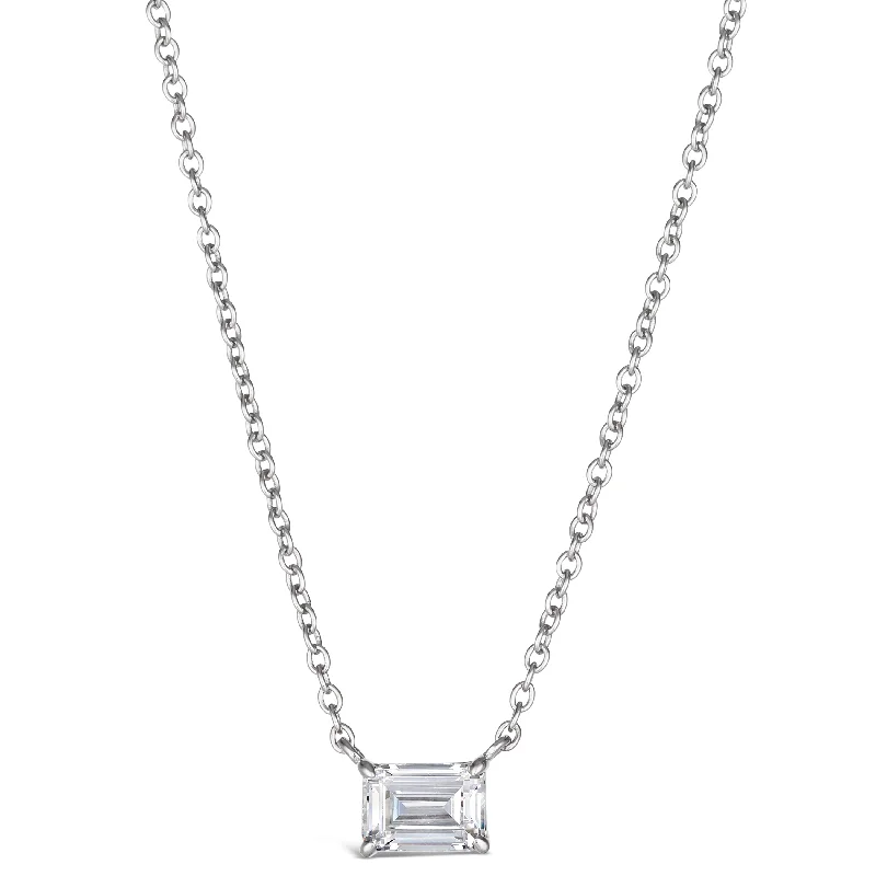 Petite Emerald Cut Solitaire Necklace