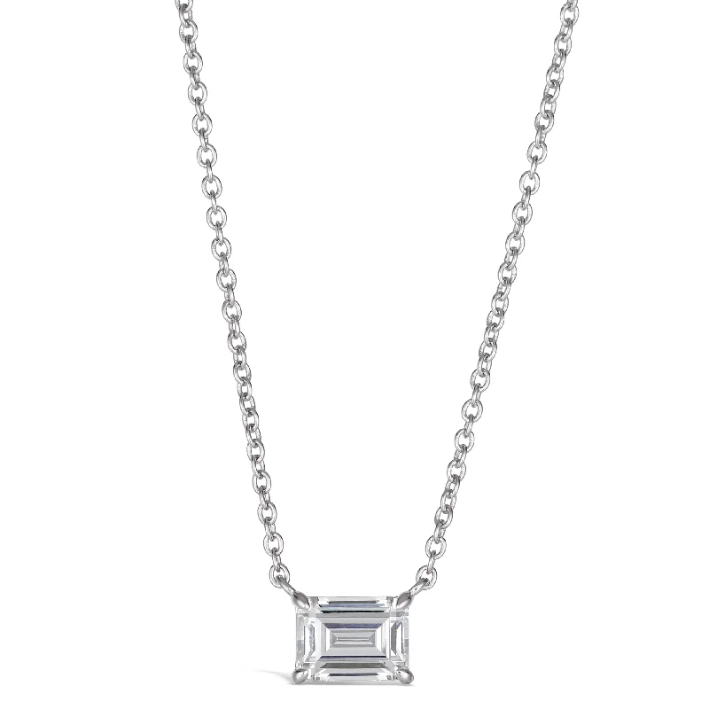 Classic Emerald Cut Solitaire Necklace