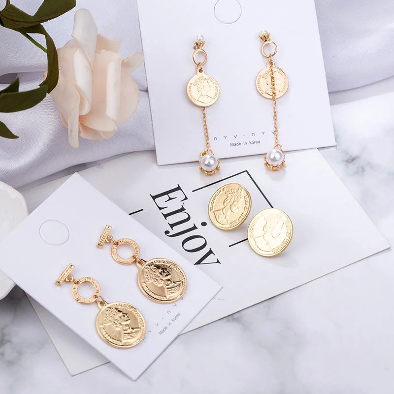 2019 New Design Golds Portrait Coin Earrings