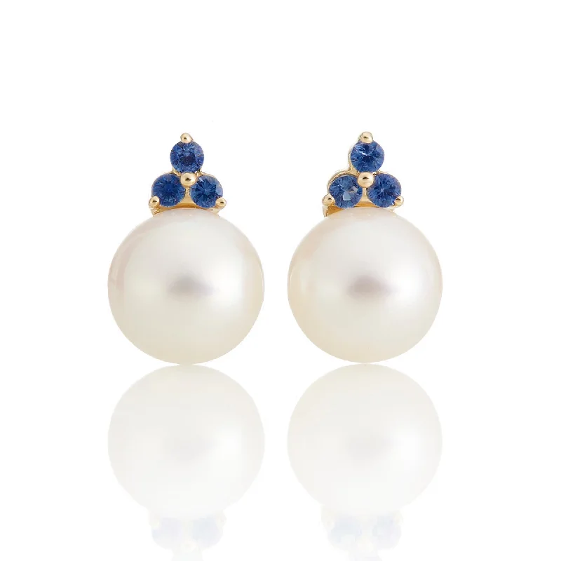 Madison Earrings in Pearls & Sapphires