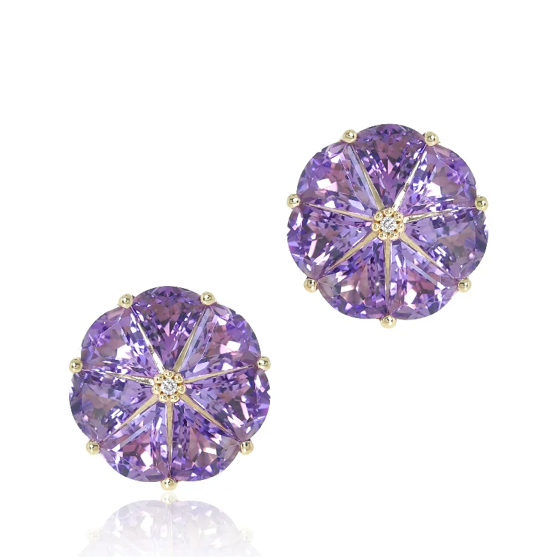 Pinwheel Earrings in Amethyst & Diamonds