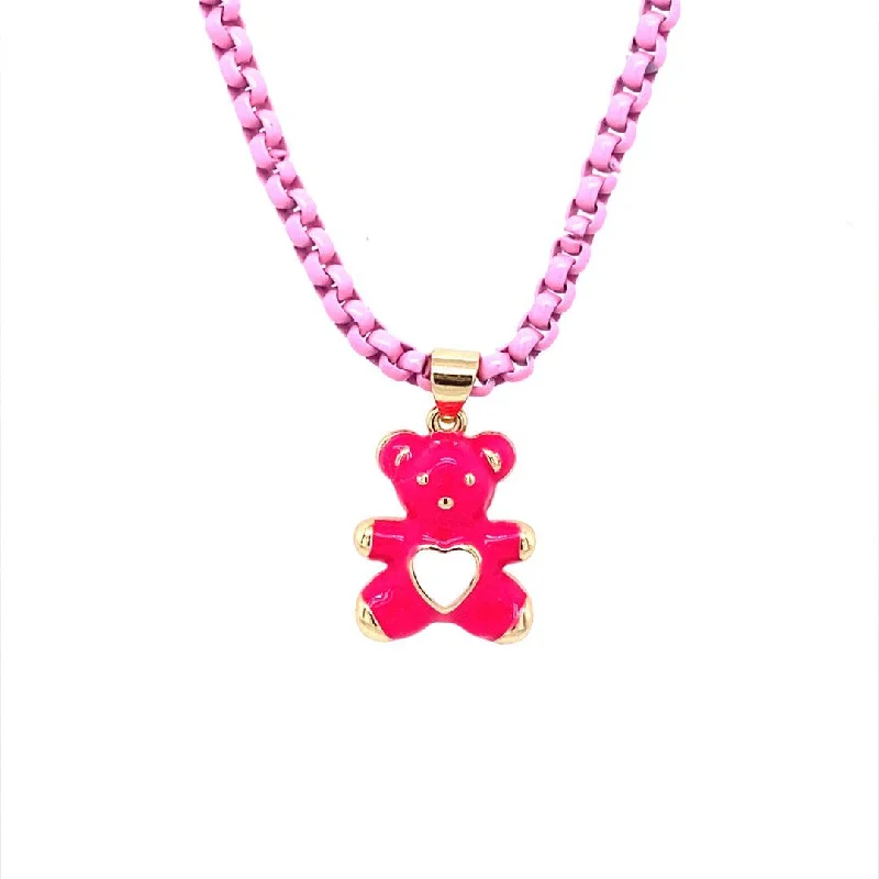 Petite Enamel Bear Necklace