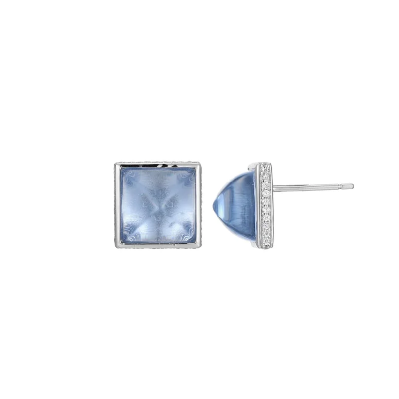 Elle Silver CCreated Blue Quartz Earrings