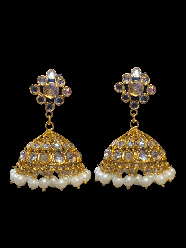 DER320 Hyderabadi jhumka earrings in pearls ( READY TO SHIP)