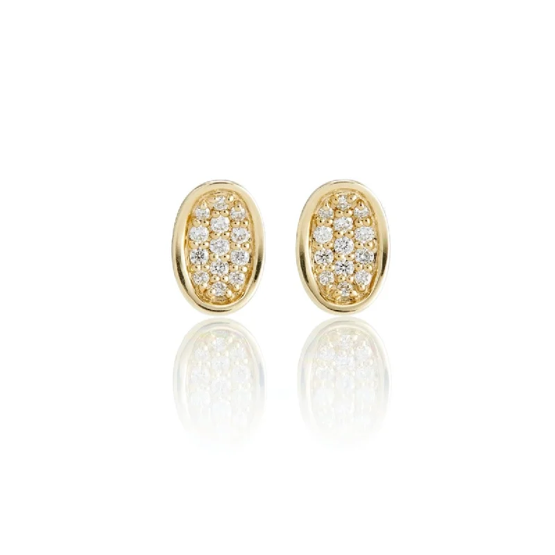 Pavé Diamond Concave Oval Earrings