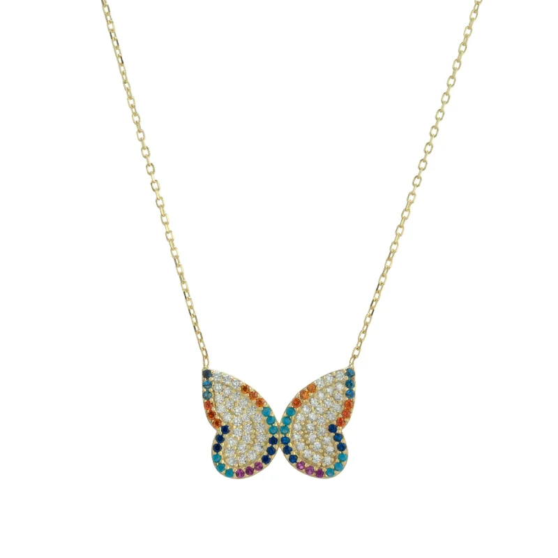 Rainbow Butterfly Necklace