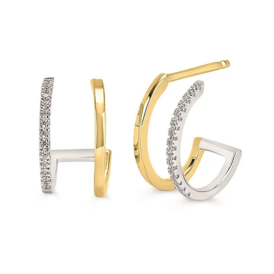 Yellow/White Gold Huggie Hoop Earrings