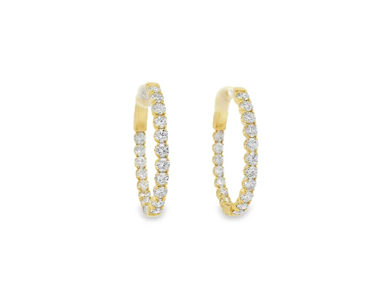 14K Yellow Gold Diamond Hoop Earrings - 2.09ctw