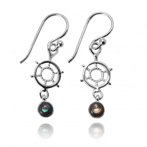 Nautical Helm Earrings with Abalone Shell