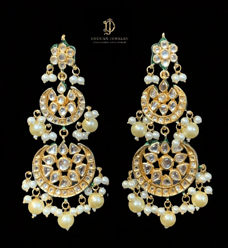 DER425 Irina Kundan statement earrings(pearls  ) ( SHIPS IN 4 WEEKS )