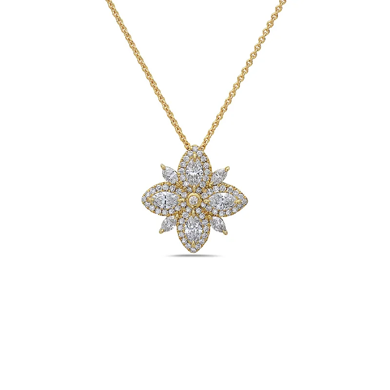 Diamond Lotus Pendant Necklace