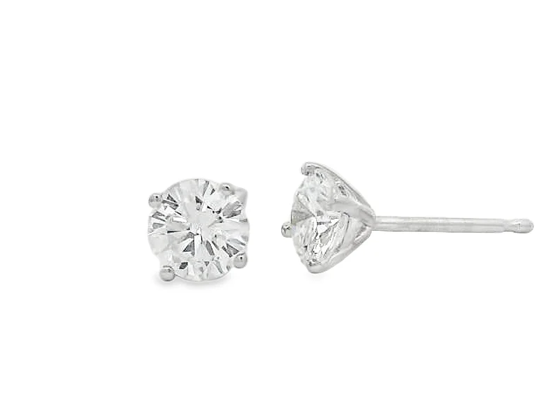 14K White Gold Diamond Stud Earrings - .80ctw