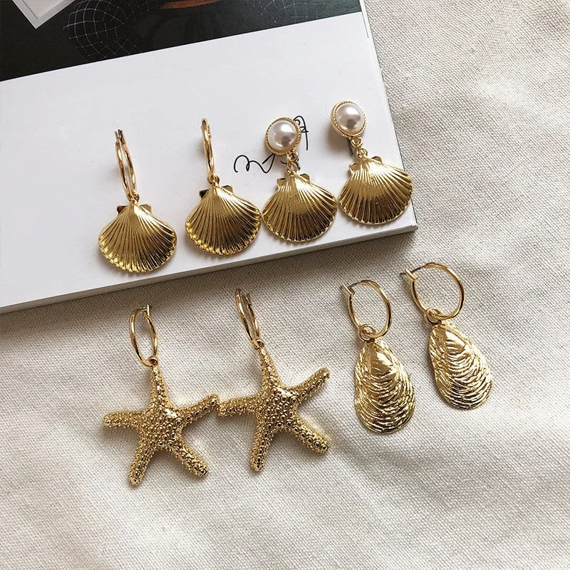 (Beach Vibe/ Summer Must Have)2019 Design Sea elements Drop Earrings