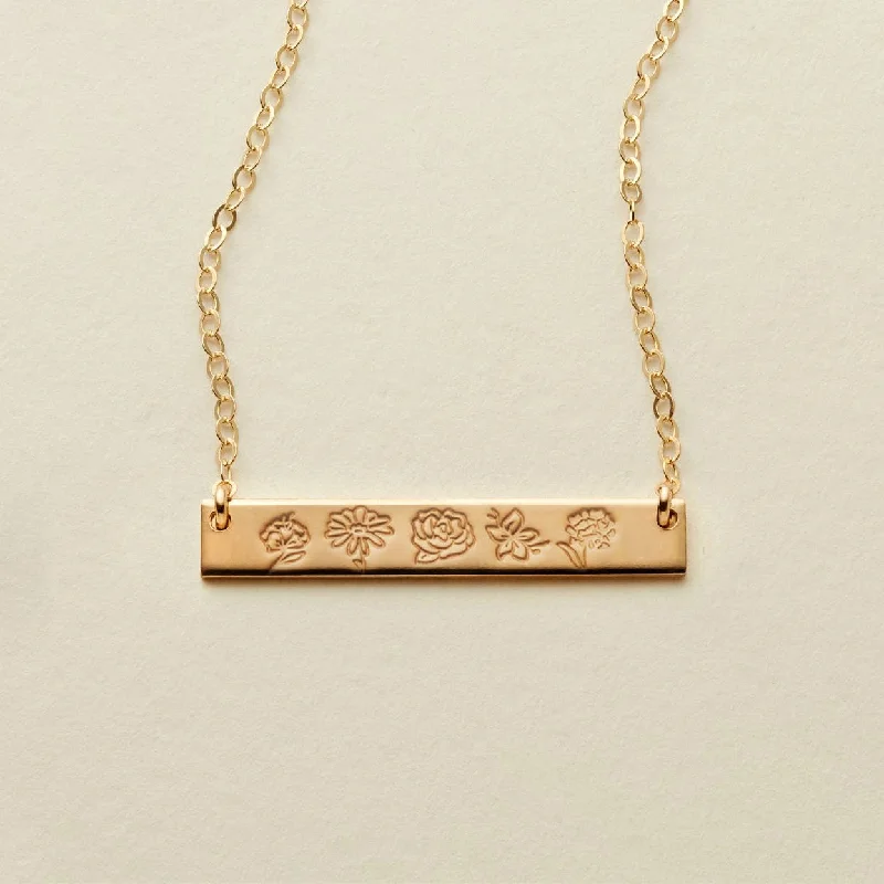 Birth Flower Bar Necklace