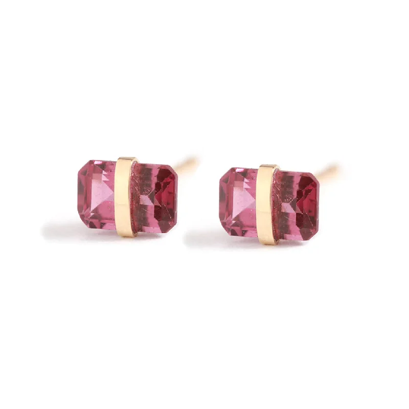 Bezel-Wrapped Garnet Stud Earrings