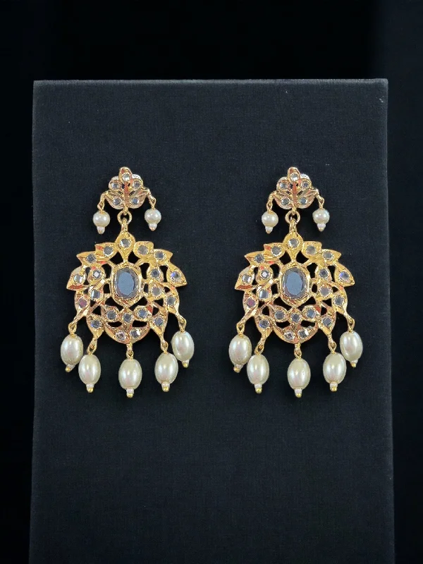 DER519 Hyderabadi gold plated earrings in pearls ( READY TO SHIP )