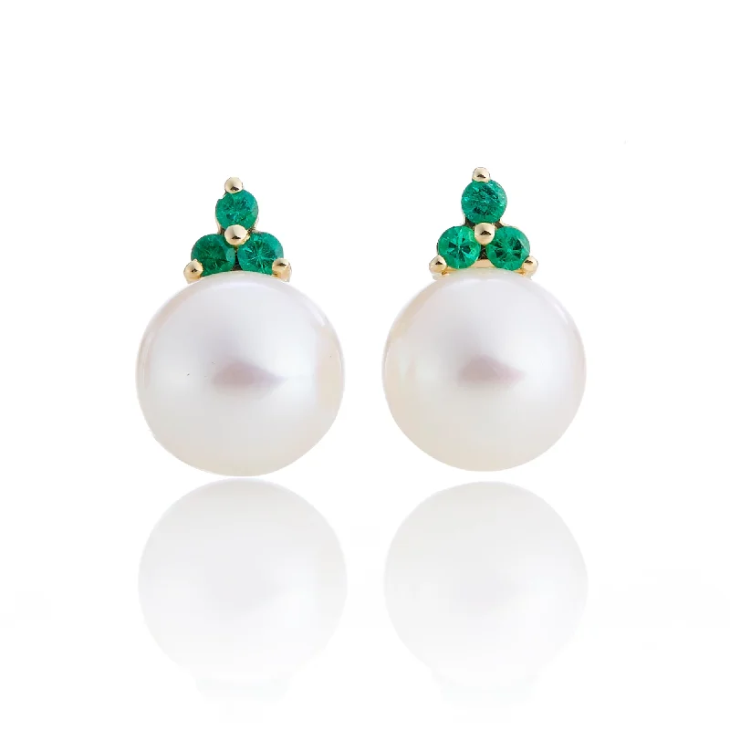 Madison Earrings in Pearls & Emeralds